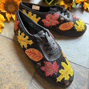 NEW Fully-Beaded “Autumn Leaves” Lace-up Oxfords